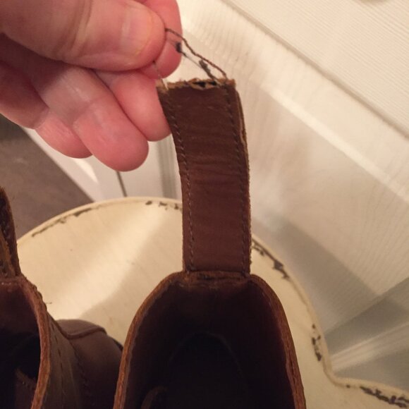 Patina  Brown Leather Lace-up Lug Boots Men's Size 10 Cap Toe LOOP PULL DETACHED - Picture 5 of 11